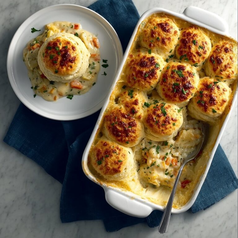 Chicken Pot Pie Casserole with Biscuit Topping Recipe