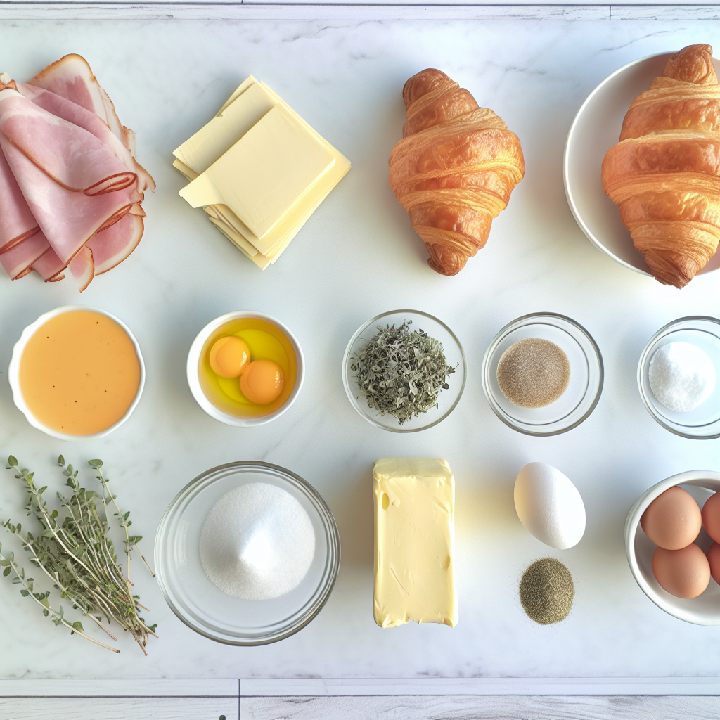 Rich Ham and Cheese Croissant Breakfast Bake Recipe - Recipe Image