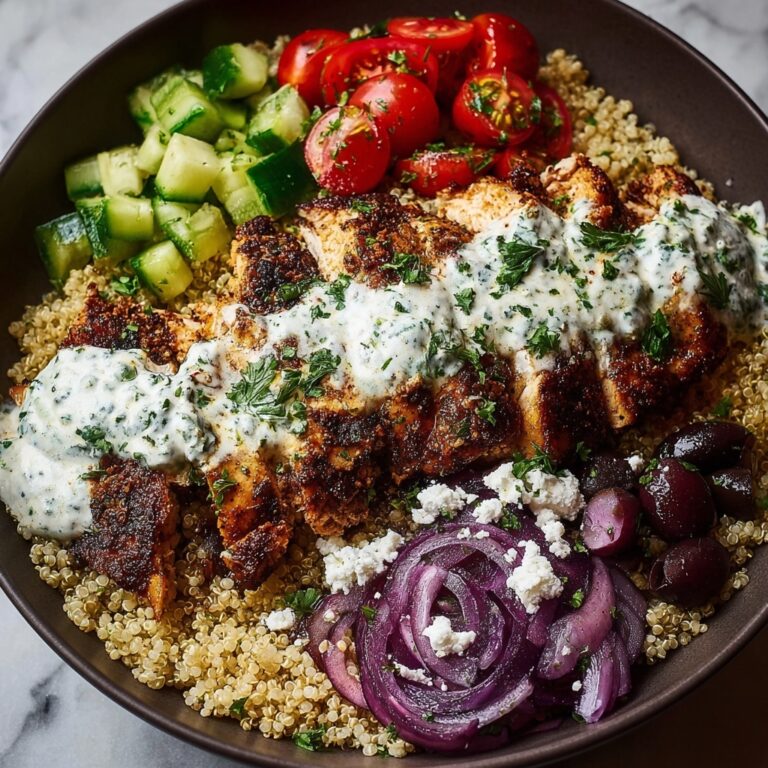 Loaded Mediterranean Chicken Power Bowl with Tzatziki & Feta Recipe