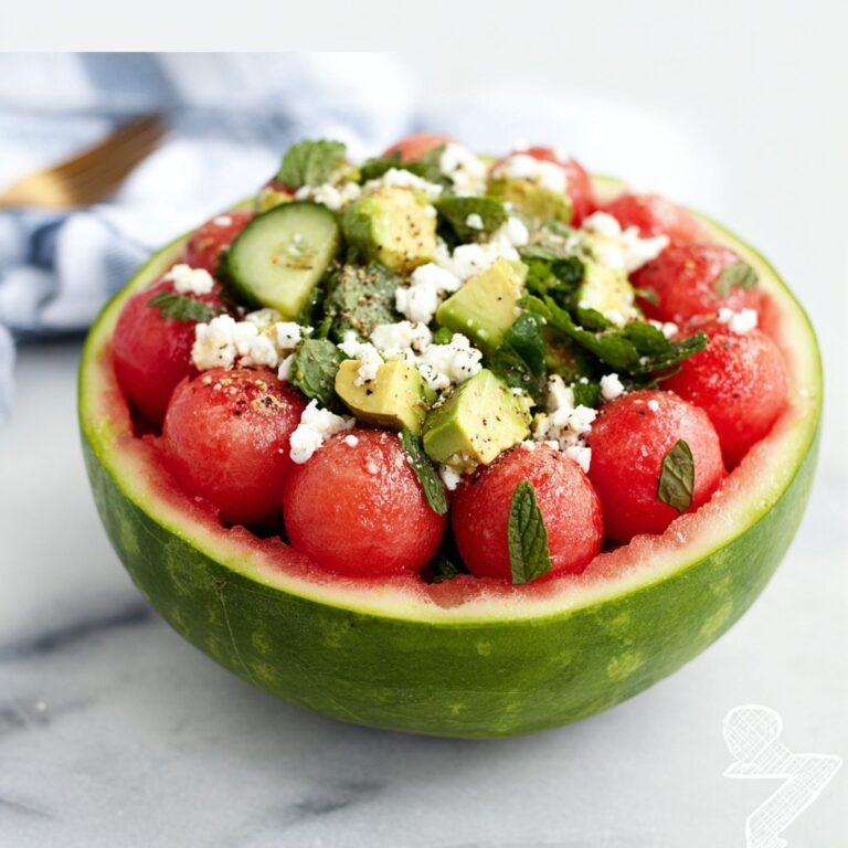 Watermelon Salad with Cucumber, Avocado, Feta & Mint Recipe