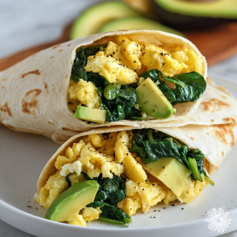 Easy Breakfast Burrito To-Go with Spinach and Avocado Recipe