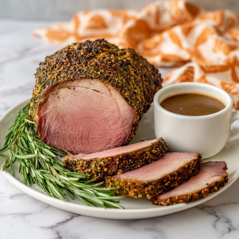 Herb-Crusted Sirloin Tip Roast with Fennel Brown Gravy Recipe