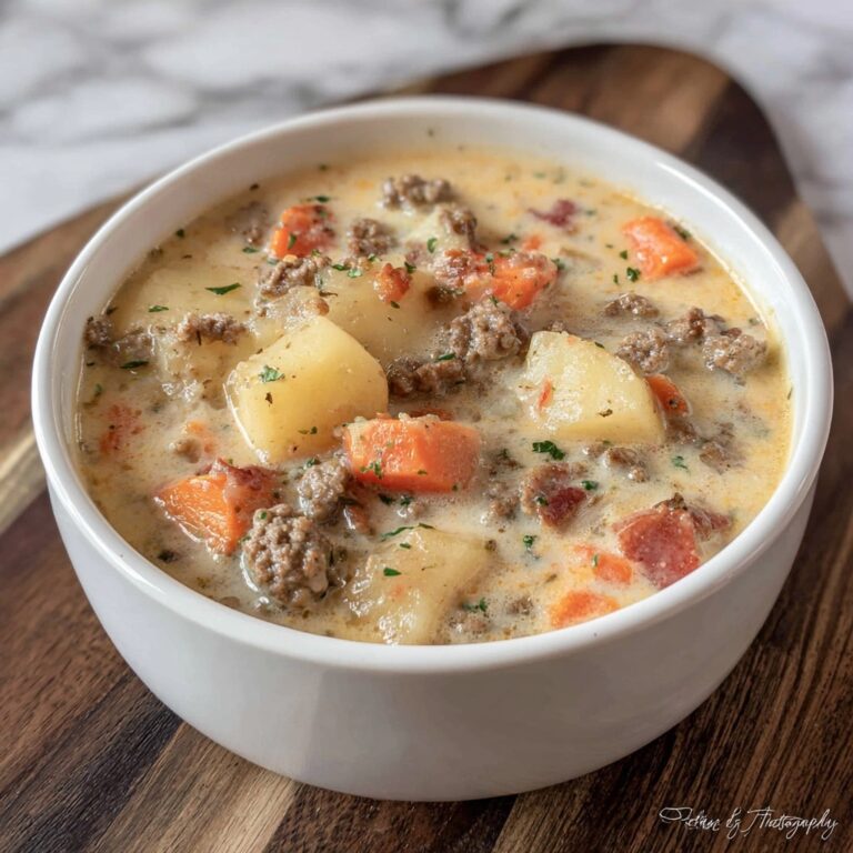 Creamy Crockpot Potato and Hamburger Soup Recipe
