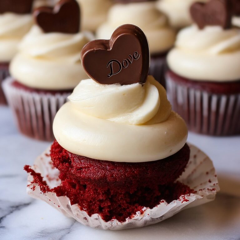 Red Velvet Cupcakes with Cream Cheese Frosting and Heart Chocolate Decorations Recipe