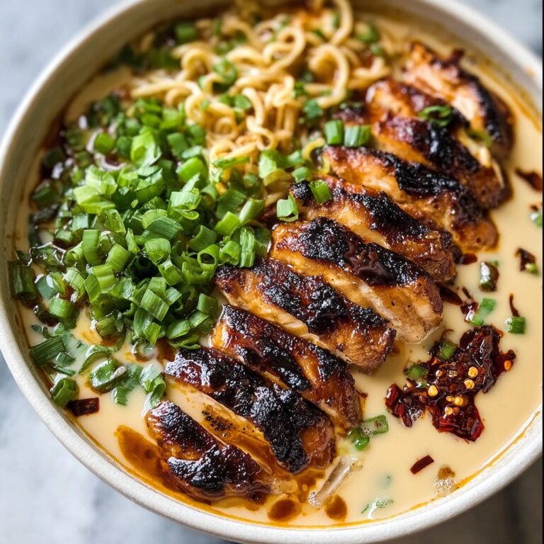 Fiery Chicken Ramen with Creamy Garlic Sauce Recipe