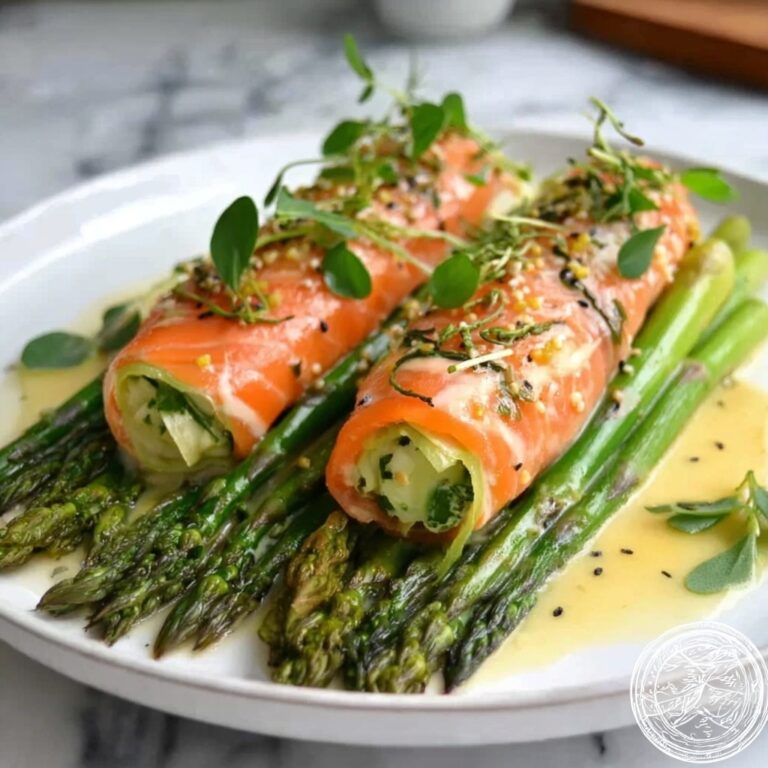 Asparagus and Lemon Basil Ricotta Stuffed Salmon Rolls Recipe