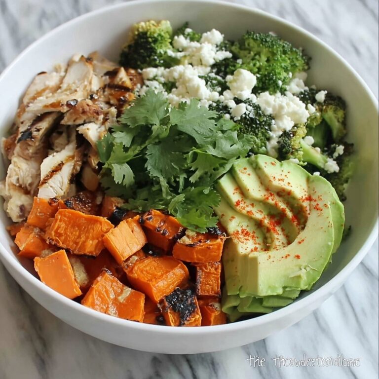 Chicken Sweet Potato Bowl with Broccoli, Avocado, and Feta Recipe